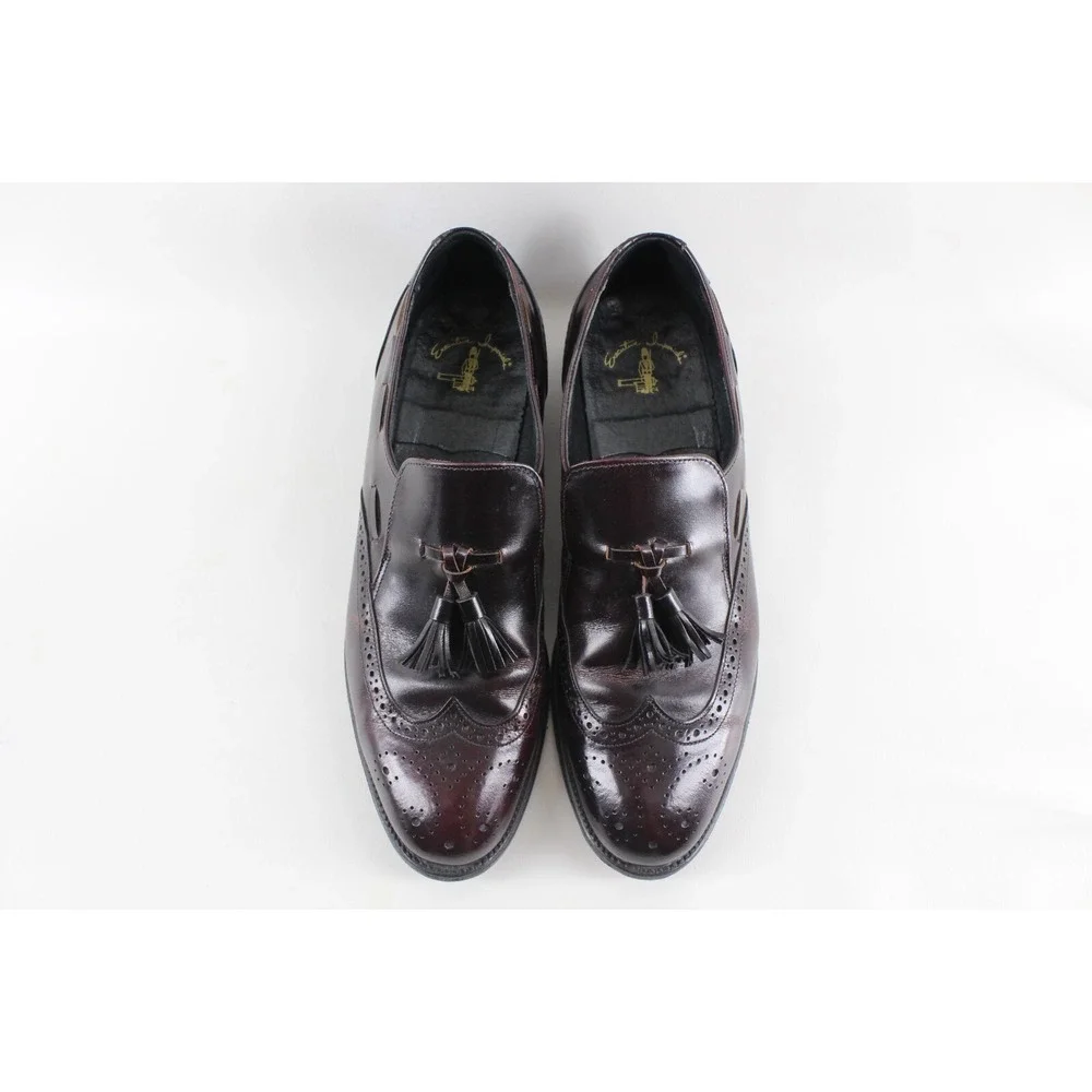O'Sullivan Executive Imperials Burgundy Leather Tassel Wingtip Slipon Loafer 12C